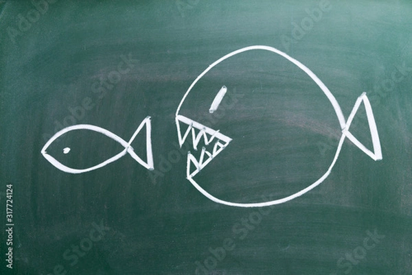 Obraz big fish eats small one