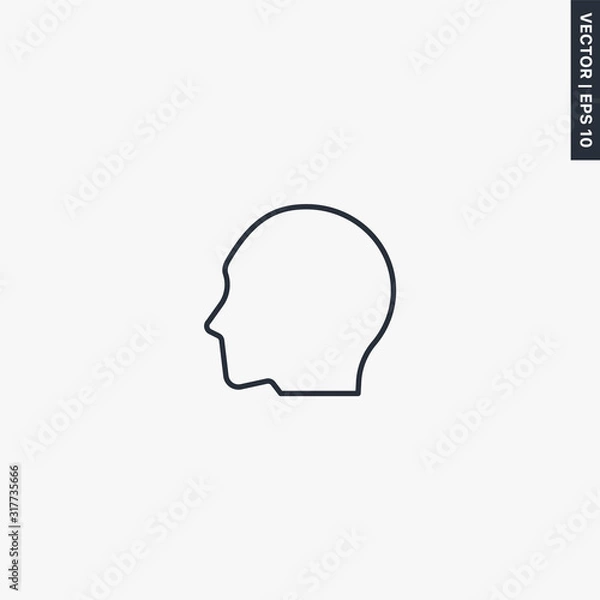 Fototapeta Head, linear style sign for mobile concept and web design