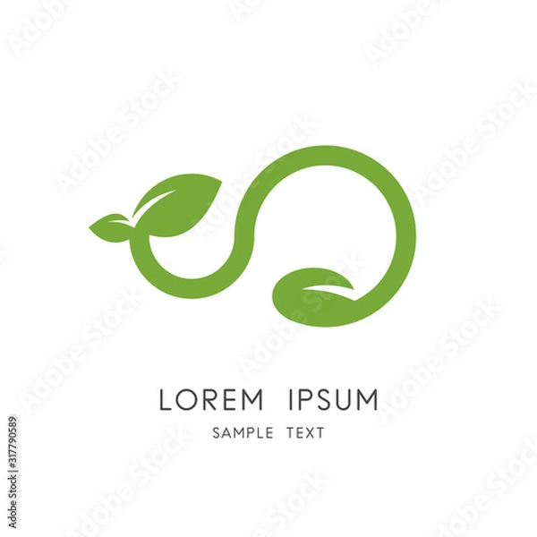Obraz Seed and sprout logo - grain or bean, stem, leaves and green plant symbol. New life in nature, agriculture and cultivation vector icon.