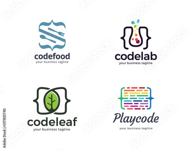 Fototapeta Code logo design collection