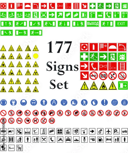 Fototapeta fire safety signs set .vector illustration