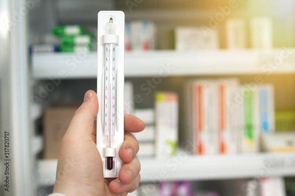 Fototapeta temperature in the pharmacy in the refrigerator