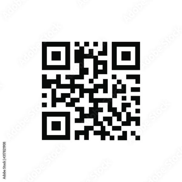 Fototapeta Ikona wektor kod QR dla. Próbka kodu QR do skanowania smartfona. Ilustracja na białym tle wektor.