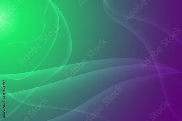 Obraz Abstract, futuristic, brightly colored gradient background with transparent wavy and glowing lines. 3D effect. Shades of green and purple. 