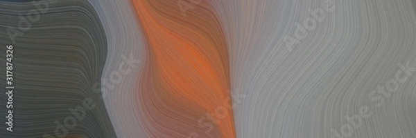 Fototapeta moving horizontal banner with gray gray, old mauve and dark slate gray colors. dynamic curved lines with fluid flowing waves and curves