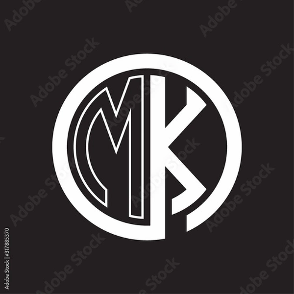 Fototapeta MK Logo with circle rounded negative space design template
