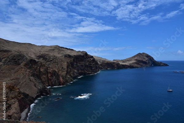 Fototapeta Landscape of Point of Saint Lawrence (Ponta de Sao Lourenco), easternmost point of the island of Madeira, Portugal.
