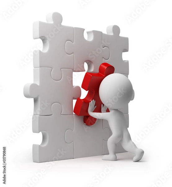 Obraz 3d small people - puzzle insert