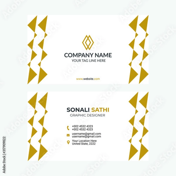 Fototapeta Modern creative clean white business card template priny ready file for company business