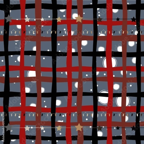 Fototapeta Frame on blue background with lights and stars.