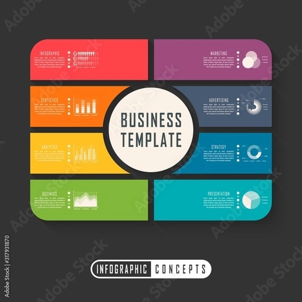 Fototapeta Infographic timeline template can be used for chart, diagram, web design, presentation, advertising, history. Vector infographic illustration
