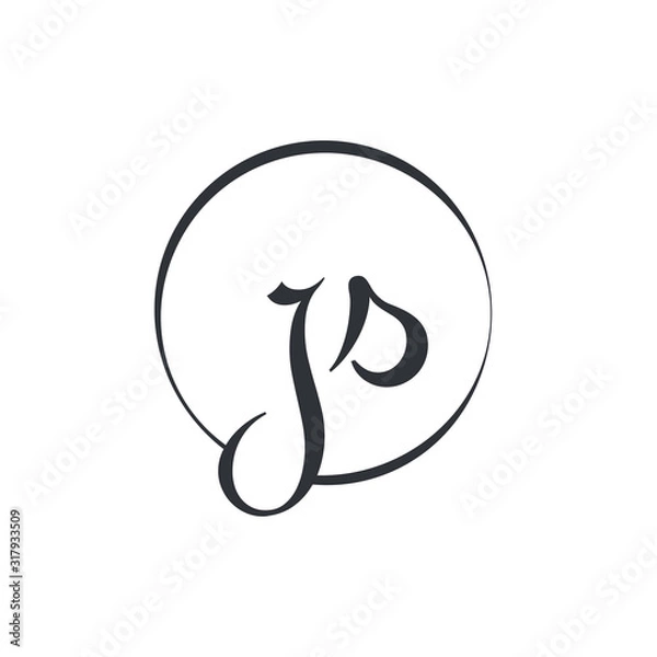 Fototapeta Creative letter JS Logo Design Vector Template. Initial Linked Letter JS Logo Design