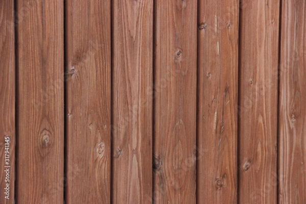 Obraz Background, brown vertical wooden new modern a boardwalk fence. Wallpaper