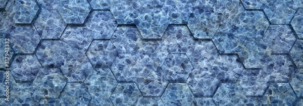 Fototapeta tło hexagon niebieski marmur render 3d
