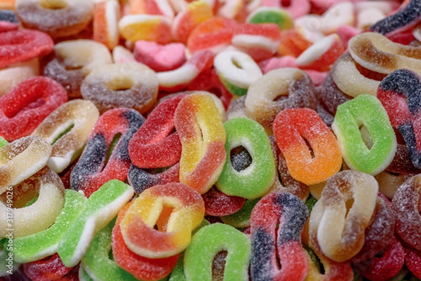 Obraz Multi-colored chewing marmalade candies in bulk