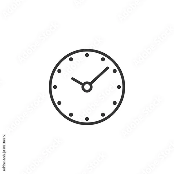 Fototapeta Clock icon in flat style. Watch vector illustration on white isolated background. Timer business concept.