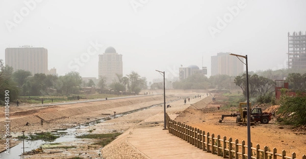 Fototapeta Polluted and Hazy Niamey Skyline