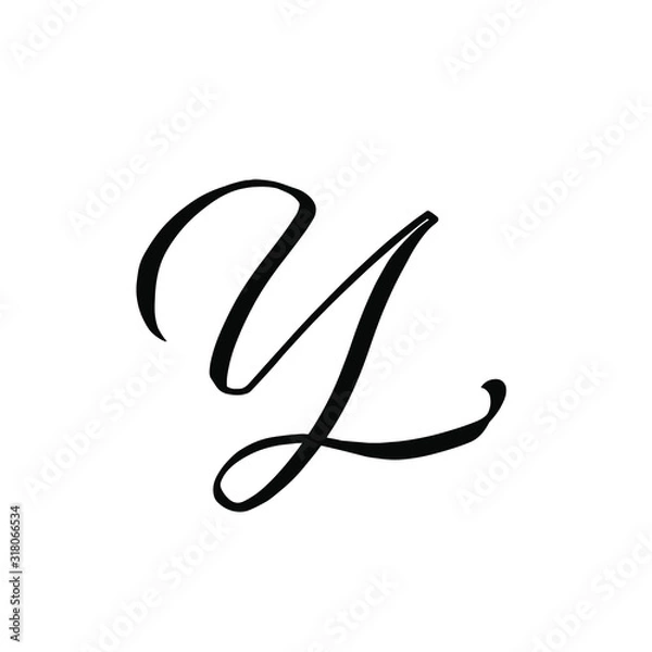 Obraz Y letter brushstyle handwritten vector isolated