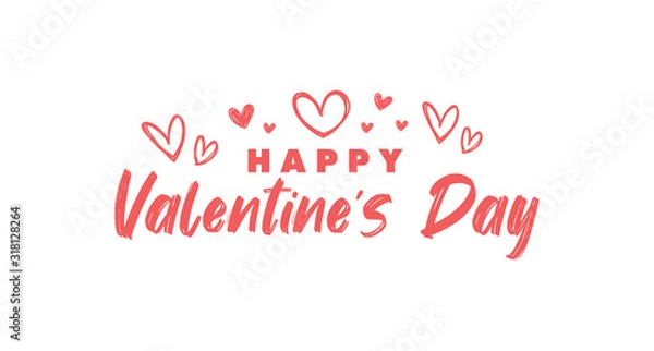 Fototapeta Valentine's day lettering design. Calligraphic love text with hearts. 