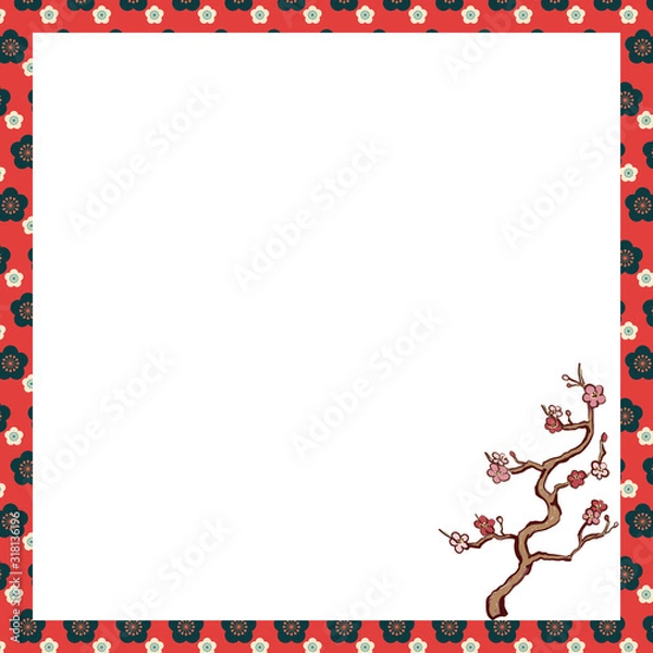 Fototapeta Classic-pattern-plum-blossom-frame