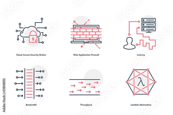 Obraz Vector Black and Red Linear Internet Data Characteristic Icons