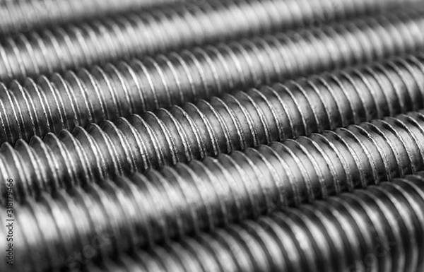 Obraz Bolts thread texture. Macro photo. Abstract background.