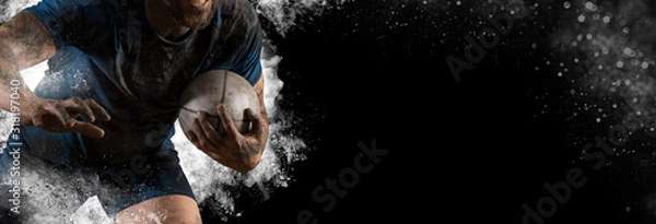 Fototapeta Rugby football player. Sports banner