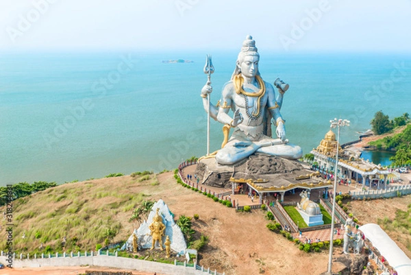 Fototapeta Lord Shiva at Murdeshwar Temple, Karnataka, India. Second-tallest Lord Shiva Statue. Holy places of the Hindus