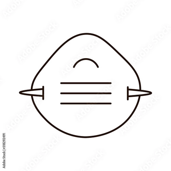 Fototapeta Protective mask. Respirator. Health care. Virus protection. The fight against the spread of the disease. Single vector illustration. Element isolated on white background.