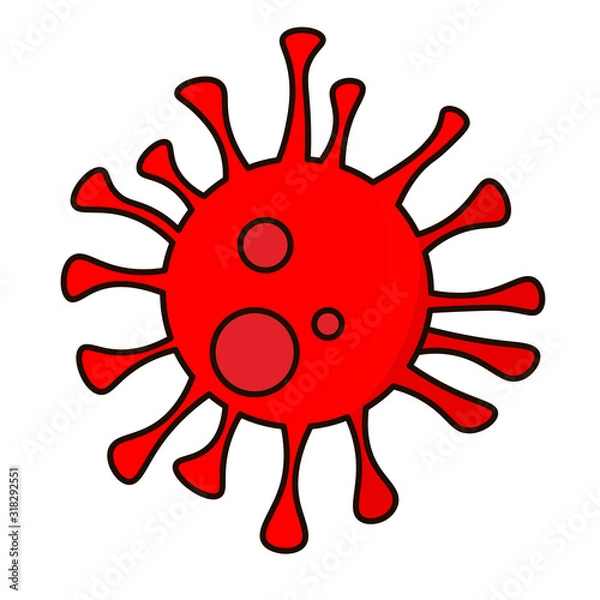 Fototapeta Virus. Coronavirus. Ebola. Bacteria under the microscope. Biological element. Health hazard. Flu epidemic. Single colorful vector illustration. Isolated on white background.