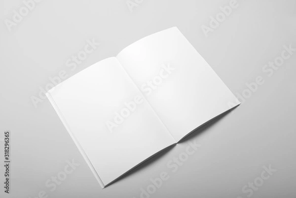 Fototapeta Real photo blank portrait A4, US-Letter, brochure magazine mockup isolated on gray background.