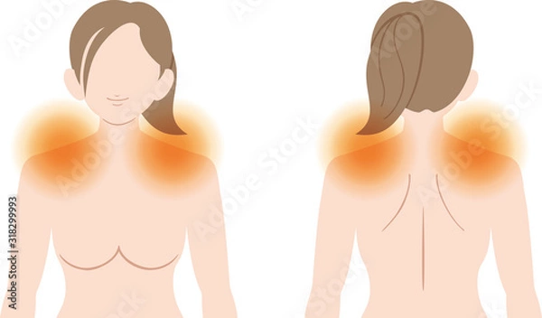 Obraz 温まった肩　上半身　女性　輪郭なし