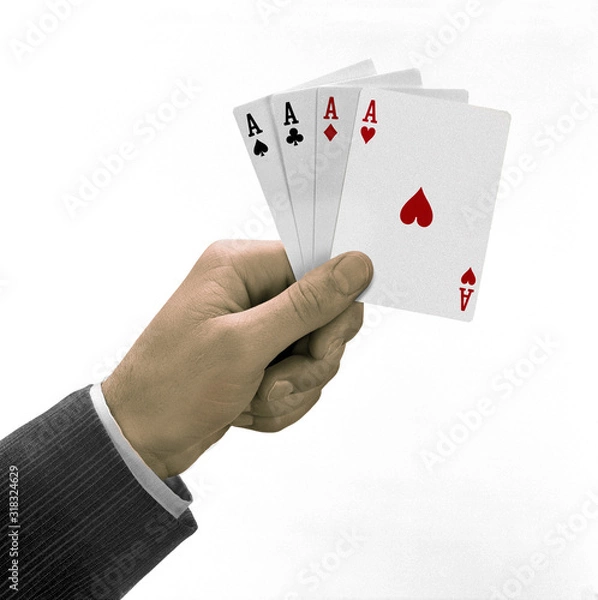 Obraz hand holding four aces playing cards
