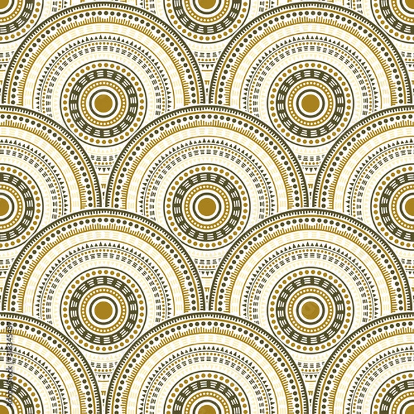 Fototapeta Ethnic circle shapes seamless geometric pattern.