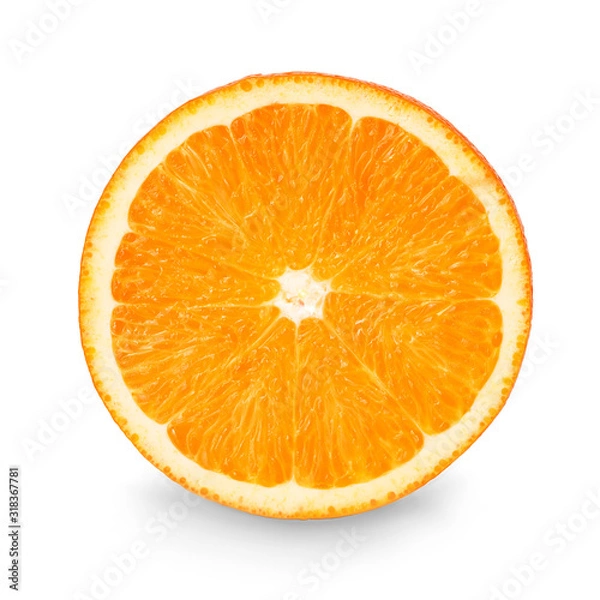 Obraz Orange slice isolated close-up on white background.
