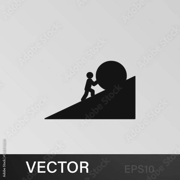 Fototapeta a man pushes a stone icon. Element of overcome challenge illustration. Signs and symbols collection icon for websites, web design, mobile app