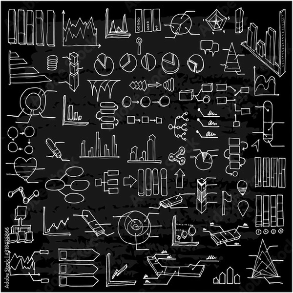 Fototapeta Set of Data Drawing illustration Hand drawn doodle Sketch line vector eps10
