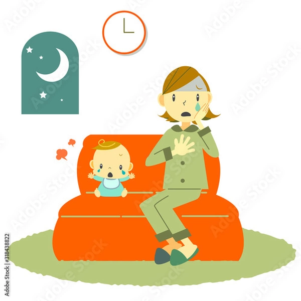 Fototapeta 夜泣き　育児　お母さん