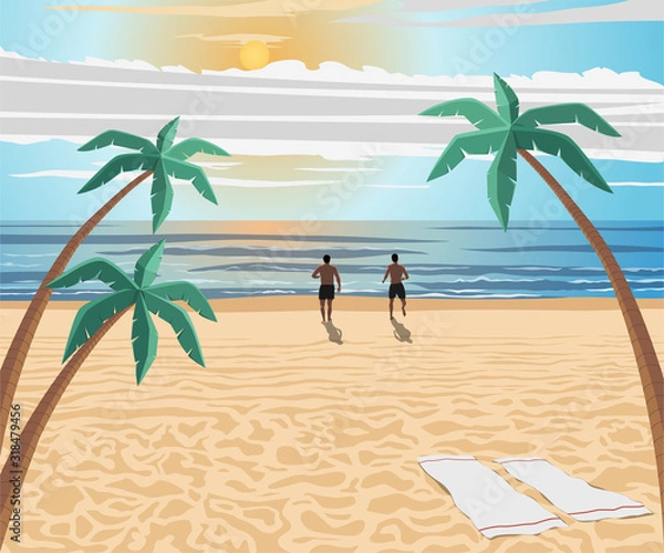 Obraz Beach Scene Vector Illustration. Properly Layered. ESP.
