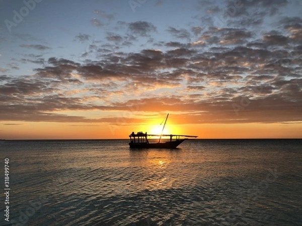 Obraz barca al tramonto