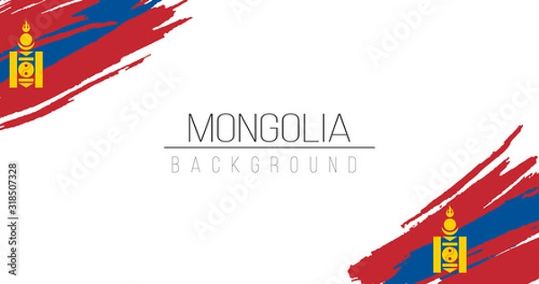 Fototapeta Mongolia flag brush style background with stripes. Stock vector illustration isolated on white background.