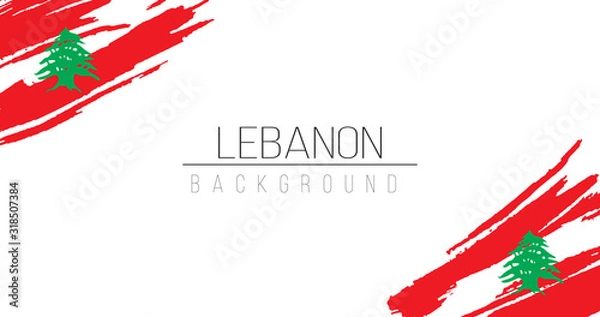 Obraz Lebanon flag brush style background with stripes. Stock vector illustration isolated on white background.