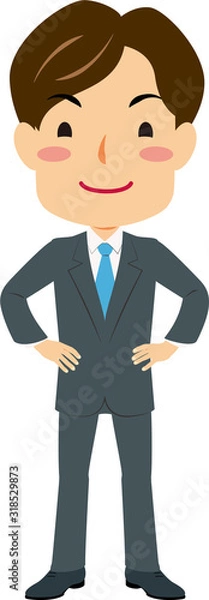 Fototapeta 仁王立ちするスーツ姿の男性