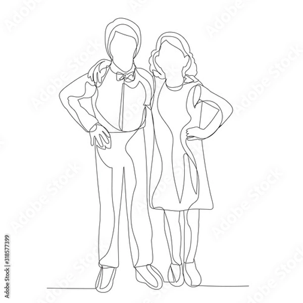 Fototapeta isolated, single line drawing continuous, children