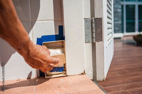 Obraz Pest control staff is installing termite bait stations