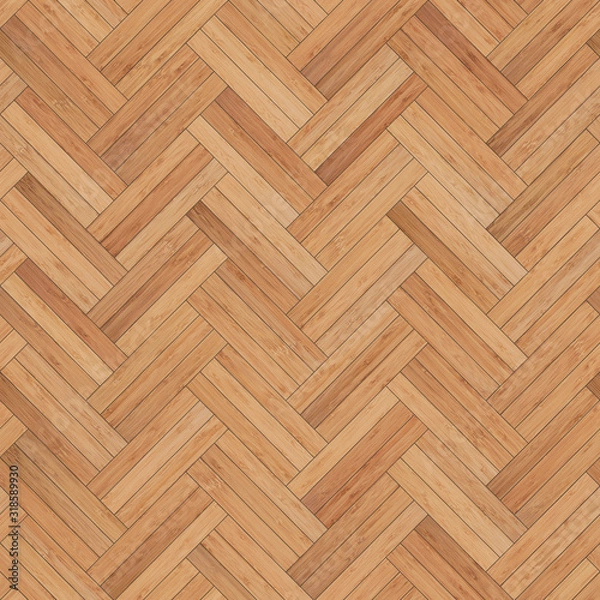 Fototapeta Seamless wood parquet texture herringbone light brown