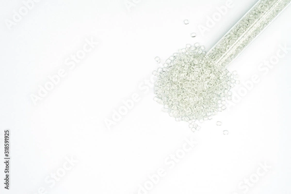 Fototapeta Plastic beads on white background