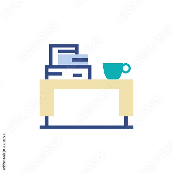 Fototapeta Isolated office coffee table vector design