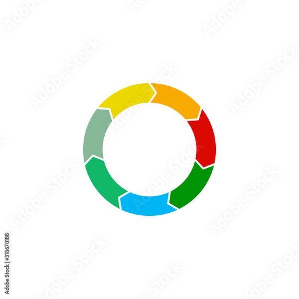 Obraz Business process. Circular arrows with 7 options, circles. Vector template.
