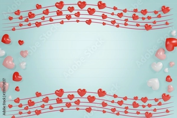 Fototapeta Large Teddy bear and gift box theme for your design. Blank frame for mock up. Happy Valentine's and anniversary Day.